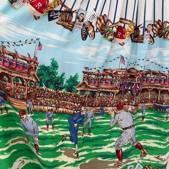 Vintage Sharon Young Baseball Print Skirt Retro Sports Theme 12 Made in USA - Picture 4 of 12